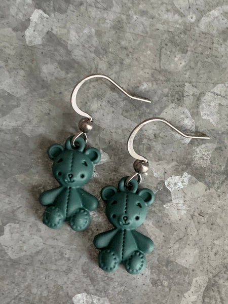 Boucles oreilles ourson vert Comme un ange