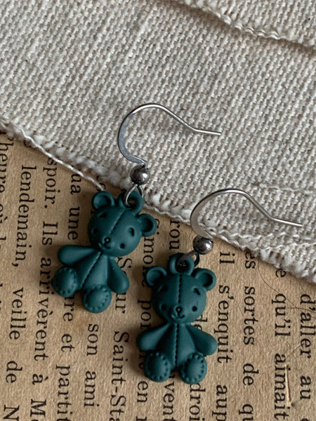 Boucles oreilles ourson vert Comme un ange
