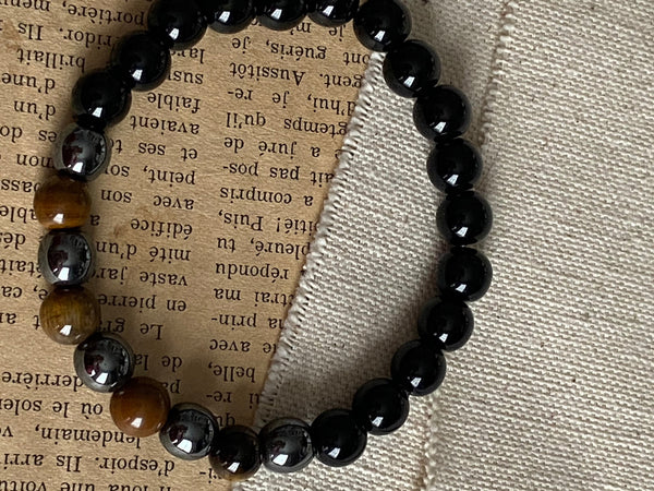 Bracelet pierre hématite et œil tigre Comme un ange