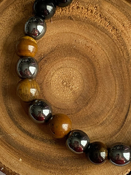 Bracelet pierre hématite et œil tigre Comme un ange