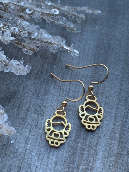 Boucles d’oreilles breloque ange or en stainless Comme un ange