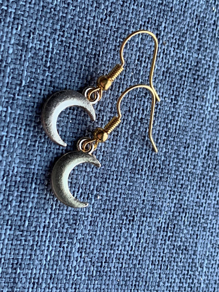 Boucles d’oreilles breloque croissant de lune or Comme un ange