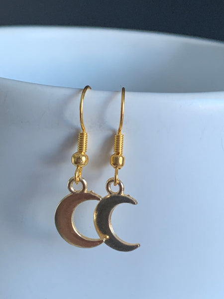 Boucles d’oreilles breloque croissant de lune or Comme un ange