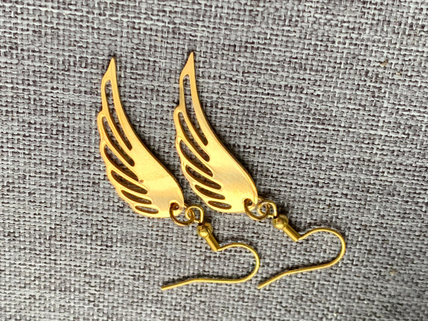 Boucles d’oreilles breloque plume d’ange alliage de métaux or Comme un ange