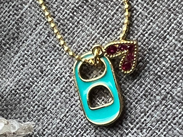 Collier goupille capsule Aqua petit cœur pourpre Comme un ange
