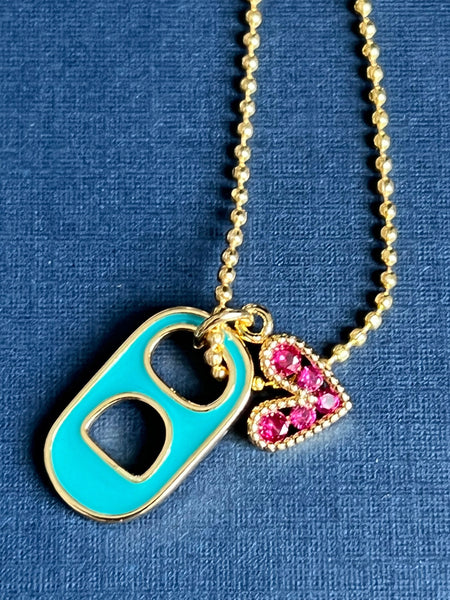 Collier goupille capsule Aqua petit cœur pourpre Comme un ange