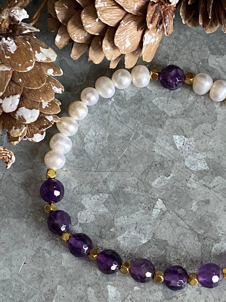 Bracelet perles et améthyste Comme un ange