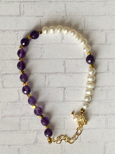Bracelet perles et améthyste Comme un ange