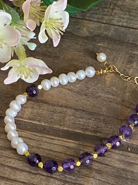 Bracelet perles et améthyste Comme un ange