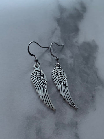 Boucles d’oreilles breloque plume d’ange argent