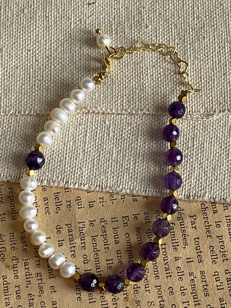 Bracelet perles et améthyste Comme un ange