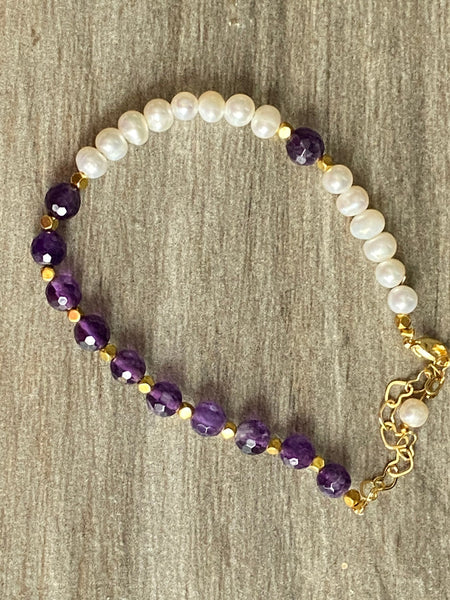 Bracelet perles et améthyste Comme un ange