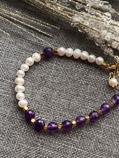 Bracelet perles et améthyste Comme un ange
