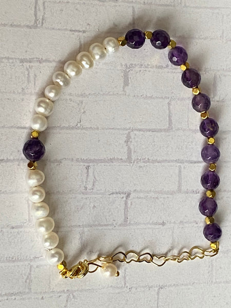 Bracelet perles et améthyste Comme un ange