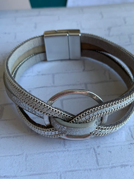 Bracelet cuir gris cercle géométrique Comme un ange