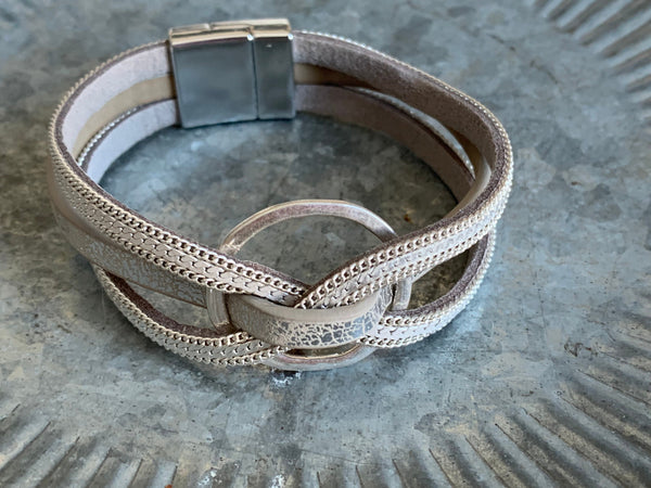 Bracelet cuir gris cercle géométrique Comme un ange