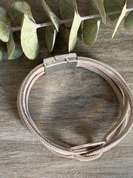Bracelet cuir gris cercle géométrique Comme un ange