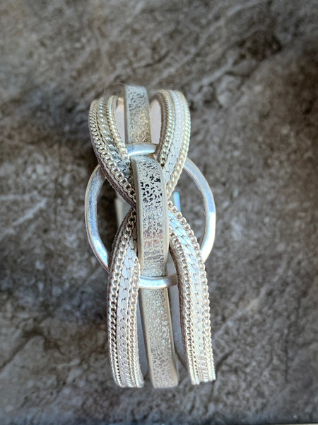 Bracelet cuir gris cercle géométrique Comme un ange