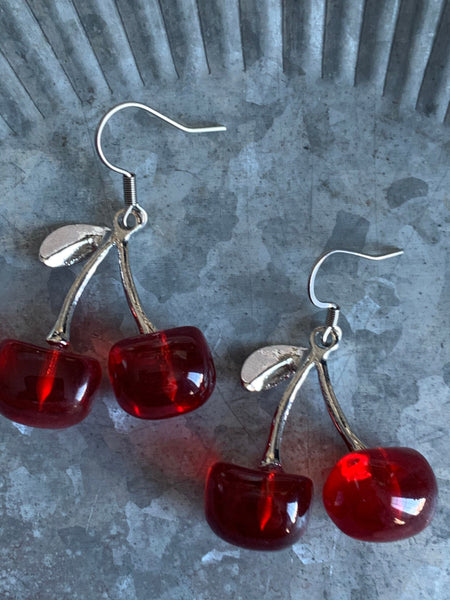 Boucles d’oreilles cerise rouge Comme un ange