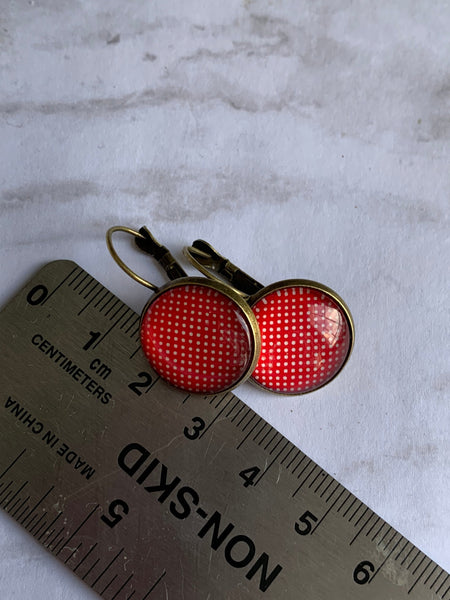 boucles oreilles rouge pois blanc Comme un ange