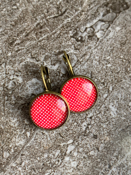 boucles oreilles rouge pois blanc Comme un ange