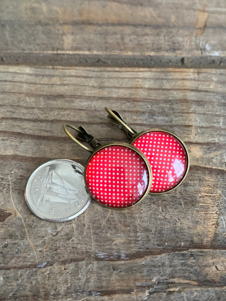 boucles oreilles rouge pois blanc Comme un ange