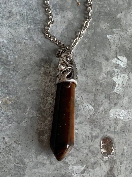 Collier pendule œil de tigre Comme un ange