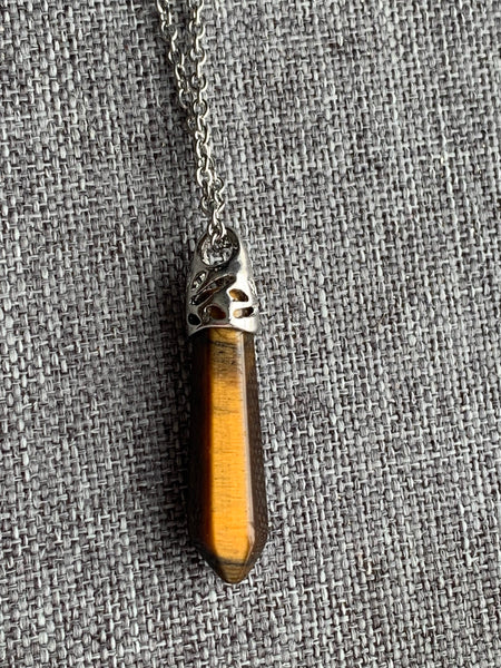 Collier pendule œil de tigre Comme un ange
