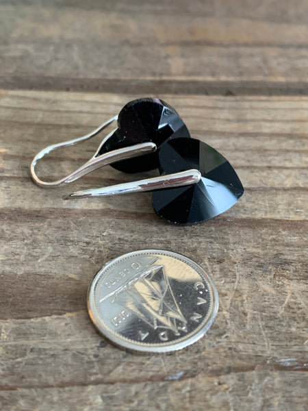 Boucles d’oreilles coeur noir Crystal Comme un ange