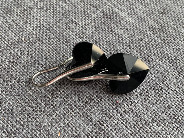Boucles d’oreilles coeur noir Crystal Comme un ange