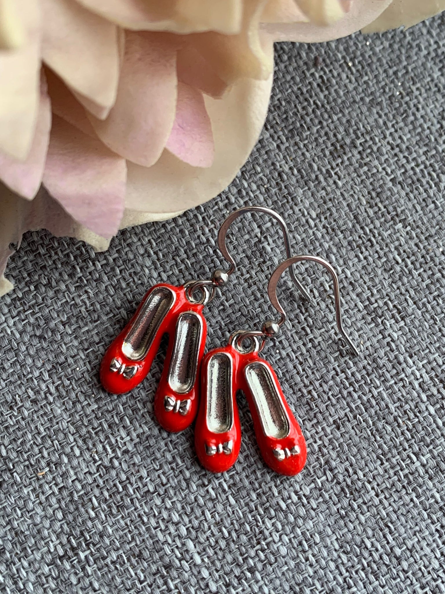 Boucles oreilles chaussons ballet rouges Comme un ange