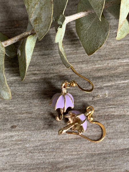 Boucles oreilles parapluie mauve Comme un ange