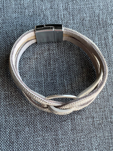 Bracelet cuir gris cercle géométrique Comme un ange