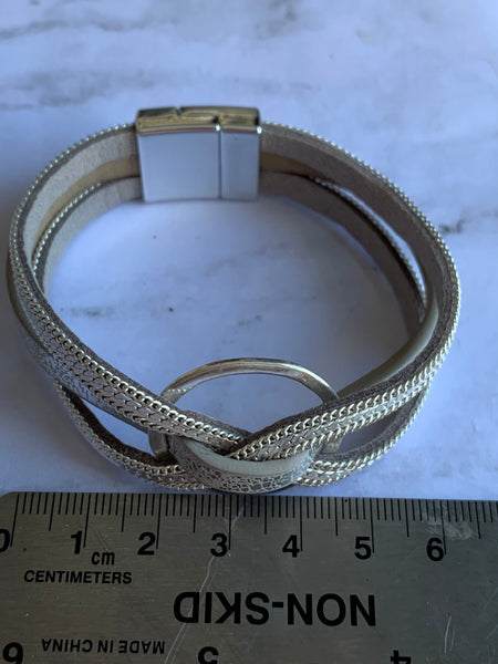 Bracelet cuir gris cercle géométrique Comme un ange
