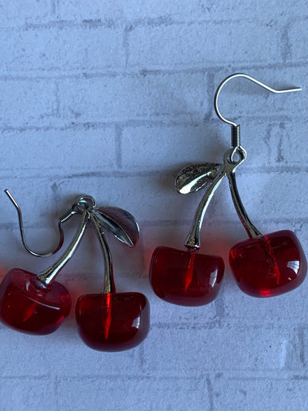 Boucles d’oreilles cerise rouge Comme un ange