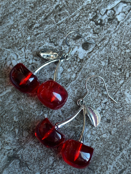 Boucles d’oreilles cerise rouge Comme un ange