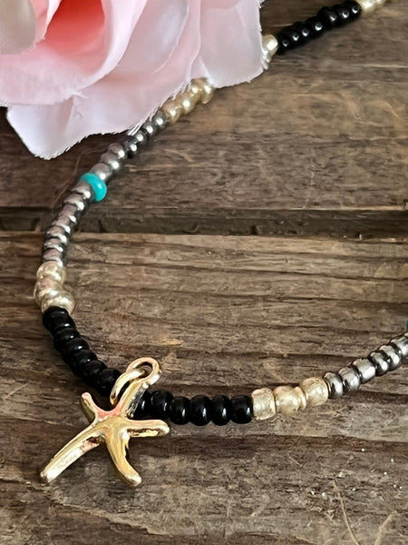 Collier petites billes étoile dorée Comme un ange