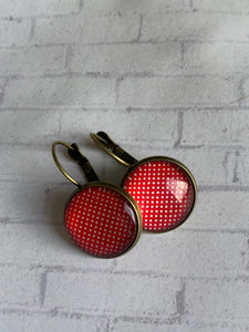 boucles oreilles rouge pois blanc Comme un ange