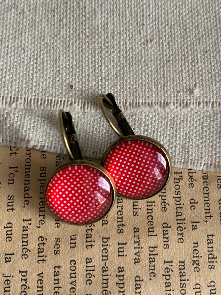 boucles oreilles rouge pois blanc Comme un ange