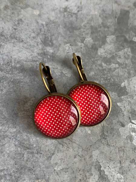 boucles oreilles rouge pois blanc Comme un ange