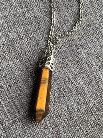 Collier pendule œil de tigre Comme un ange