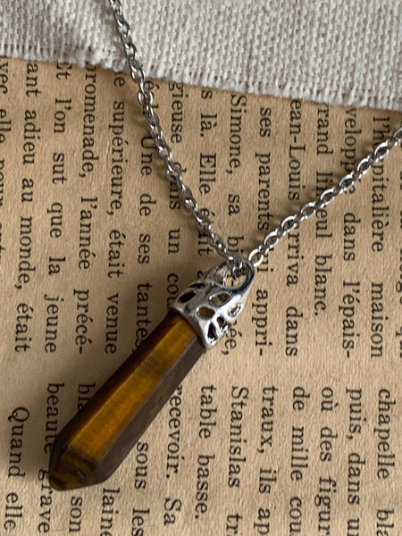 Collier pendule œil de tigre Comme un ange