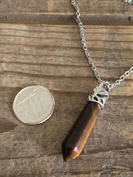 Collier pendule œil de tigre Comme un ange