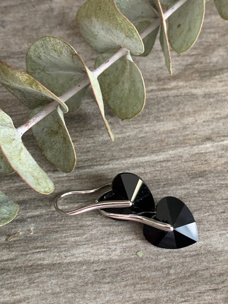 Boucles d’oreilles coeur noir Crystal Comme un ange