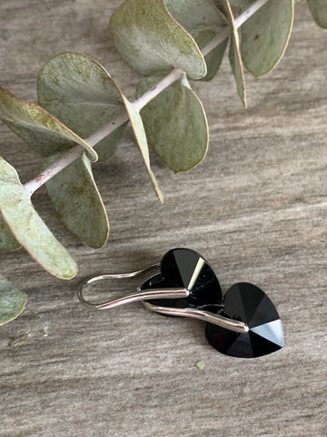 Boucles d’oreilles coeur noir Crystal Comme un ange