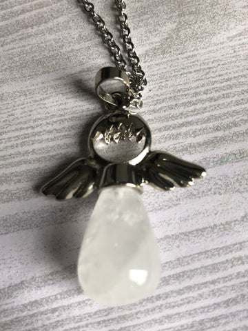 Collier ange quartz blanc