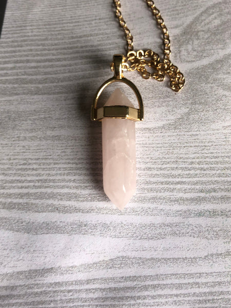 Collier pendentif pendule quartz rose bijoux divinatoires Comme un ange