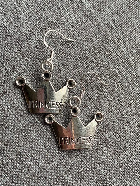 Boucles d’oreilles breloque couronne de princesse alliage de métaux argent Comme un ange