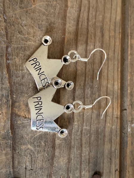 Boucles d’oreilles breloque couronne de princesse alliage de métaux argent Comme un ange