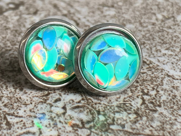 Cabochon légèreté petite sirène couleur vert turquoise Comme un ange